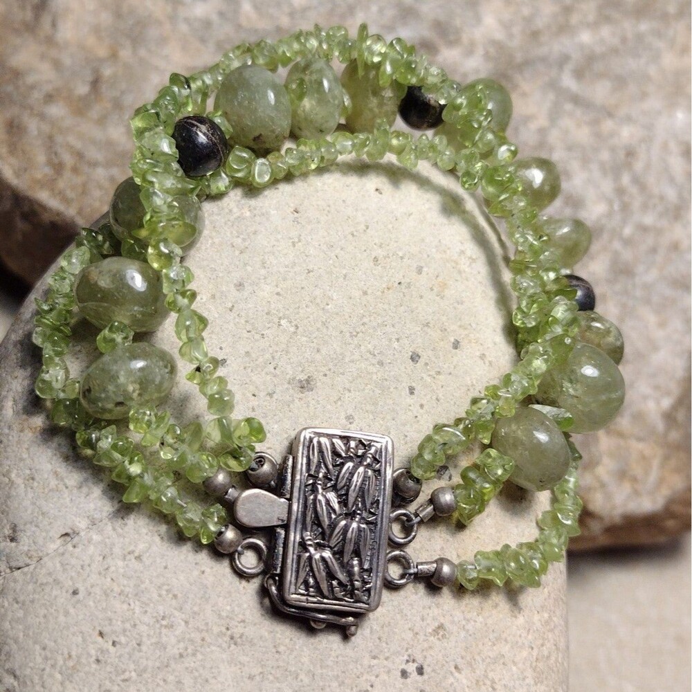 Green Aventurine Sterling Silver Beaded Bracelet Artisan